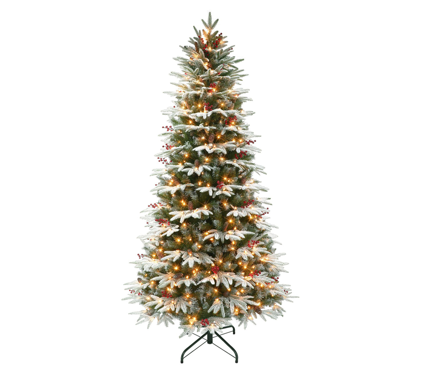 Puleo 6.5' Prelit Slim Flocked Halifax Fir Tree