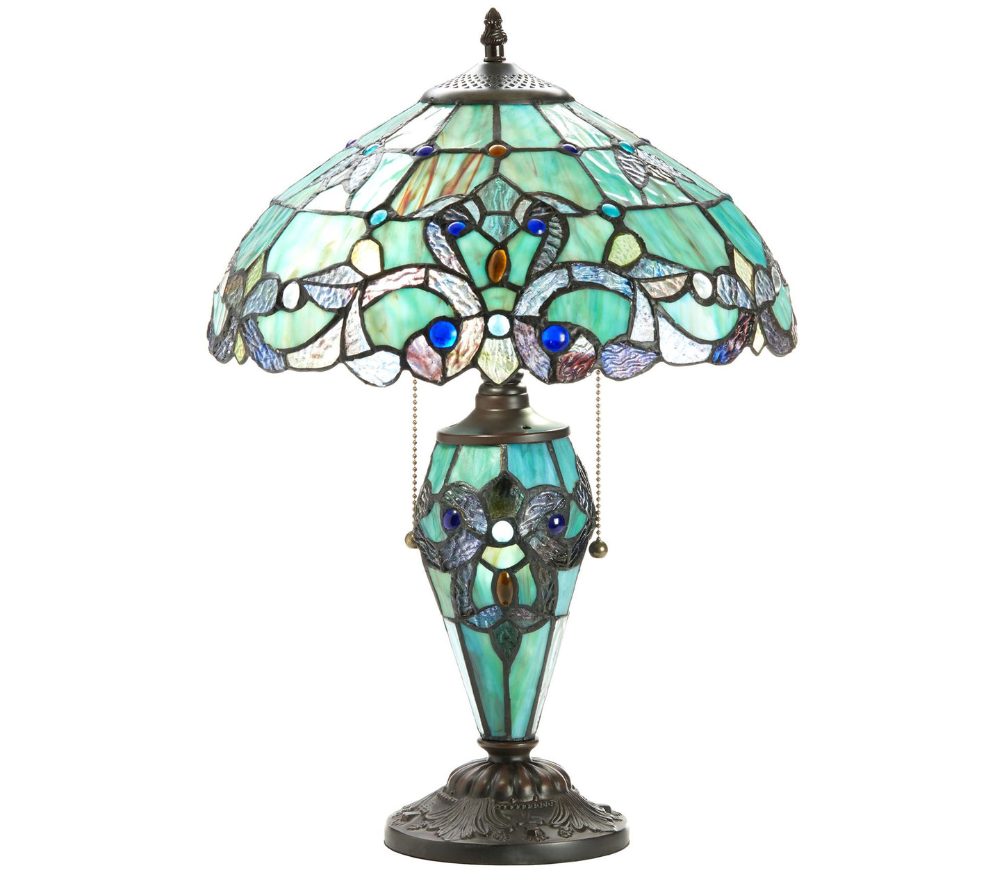River of Goods 20" Tiffany Style Stained Glassouble Lit Lamp