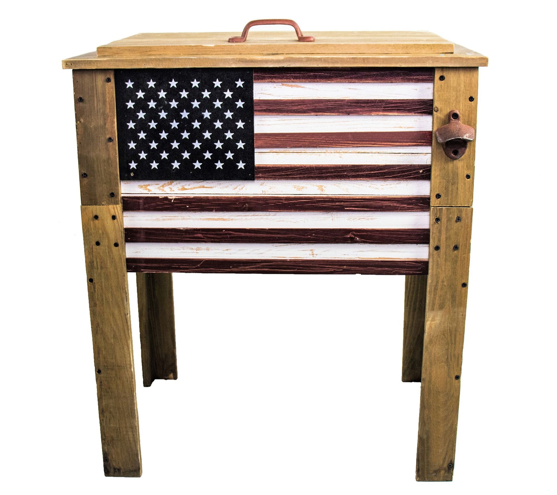 Backyard Expressions Wooden American Flag Cooler - 57 Quart