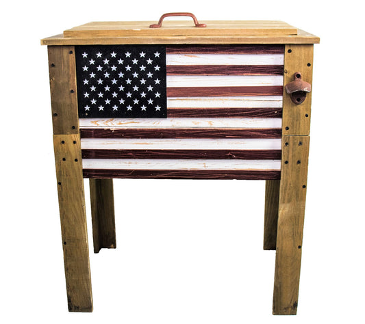 Backyard Expressions Wooden American Flag Cooler - 57 Quart