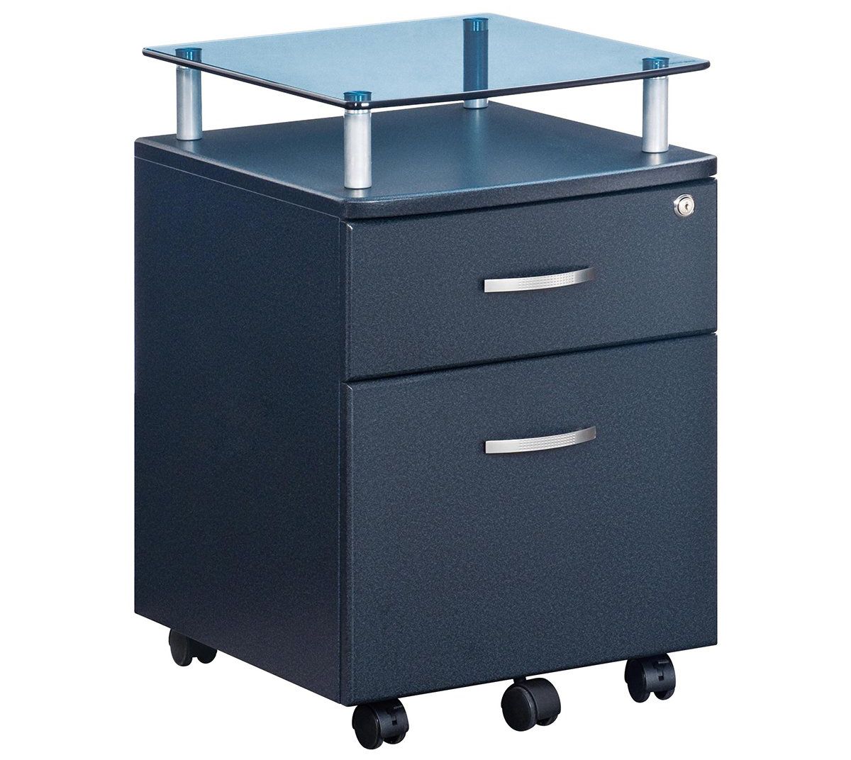 Techni Mobili Rolling File Cabinet with Glass Top