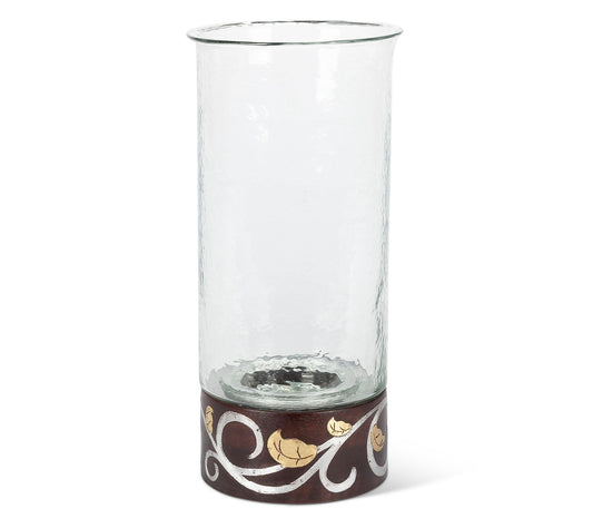 16" Mango Wood Inlay Candleholder by Gerson Co.
