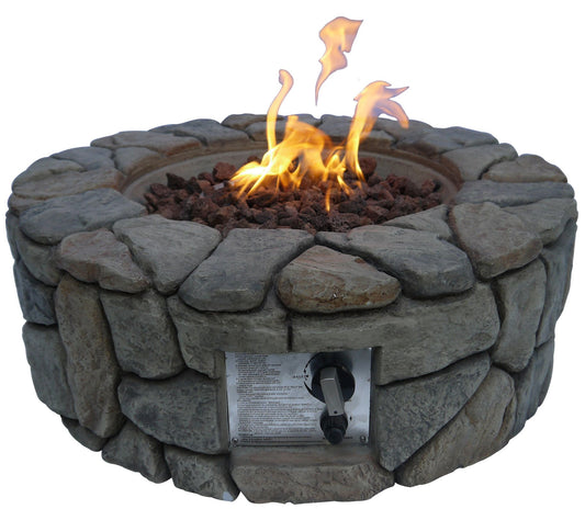 Teamson Home 28" Outdoor Round Stone Propane GaFire Pit