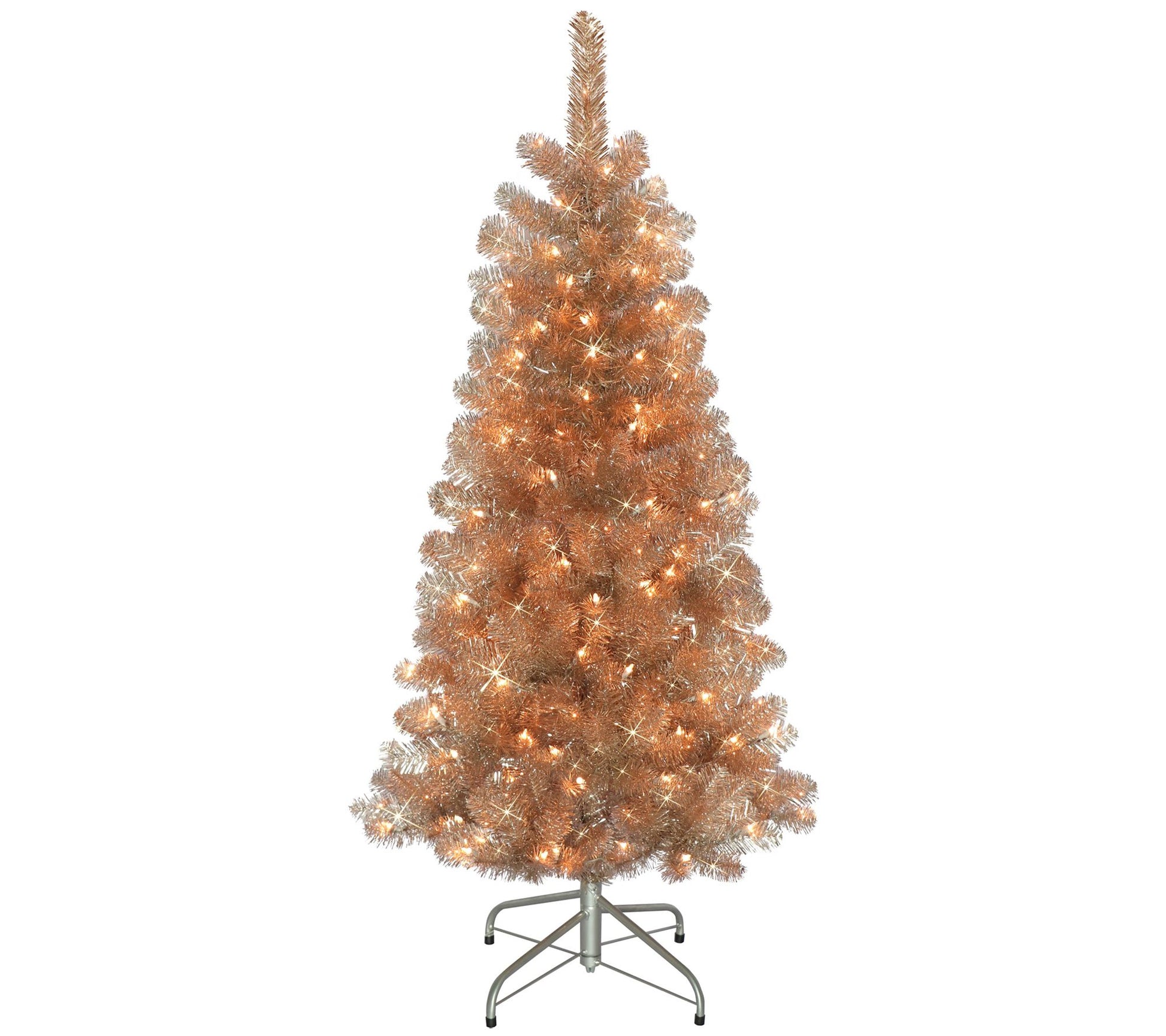 Puleo International 4.5' Pre-Lit Rose Gold Christmas Tree