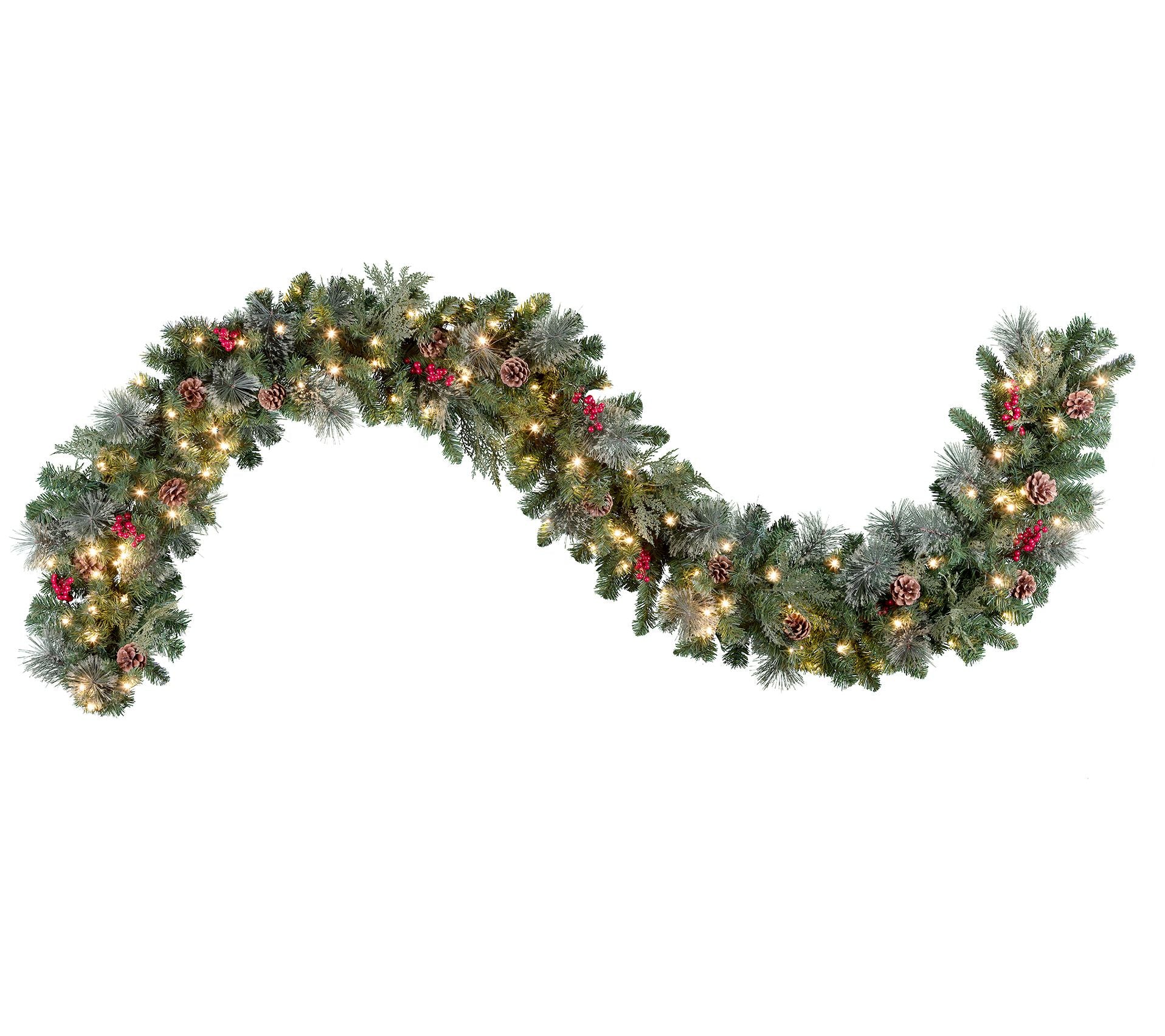 Haute Decor Classic 9' Pre-Lit Berry & Pinecone Swag