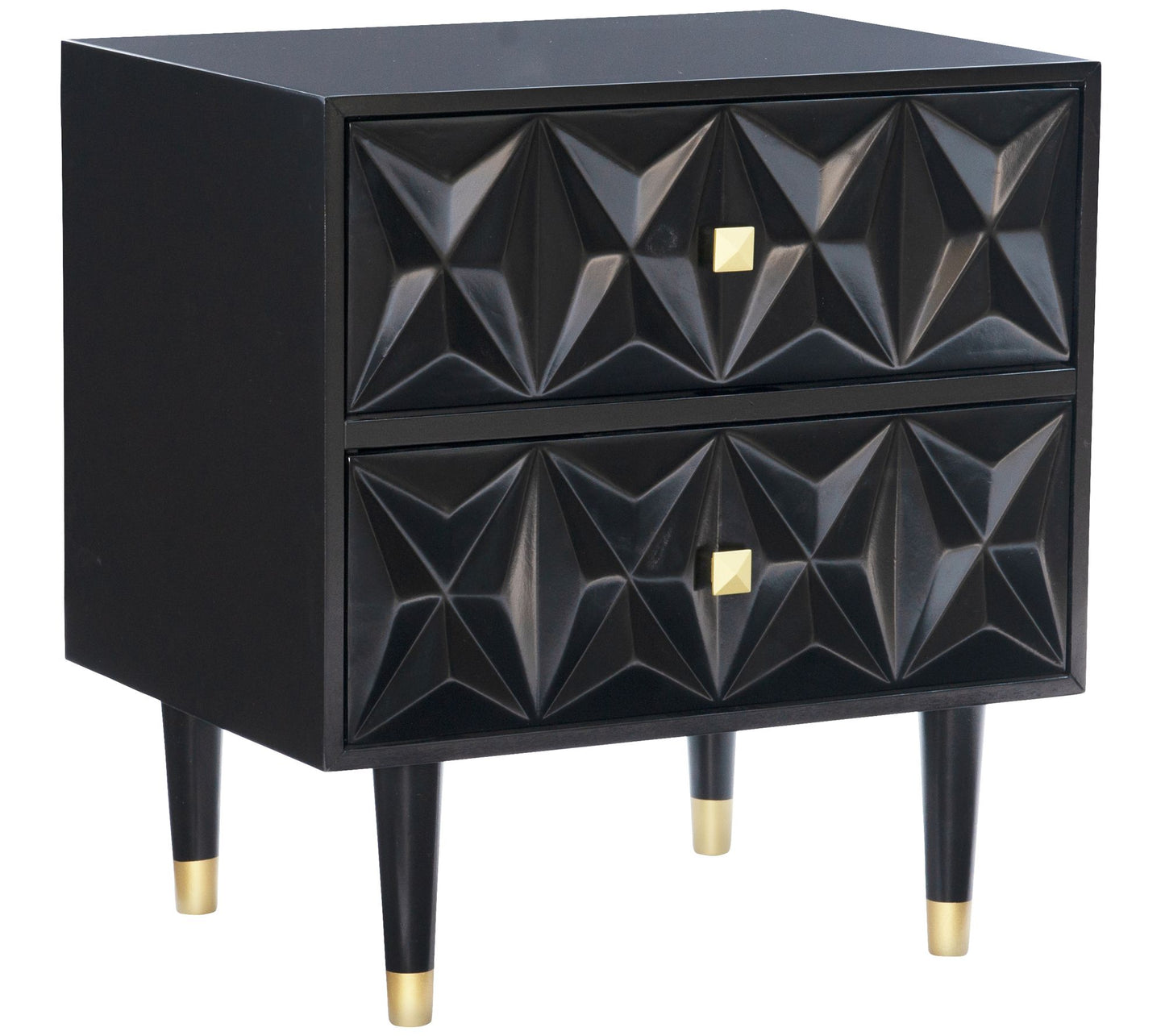 Linon Home Hadley Stylish Two Drawer Geo Textured Nightstand