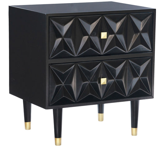 Linon Home Hadley Stylish Two Drawer Geo Textured Nightstand