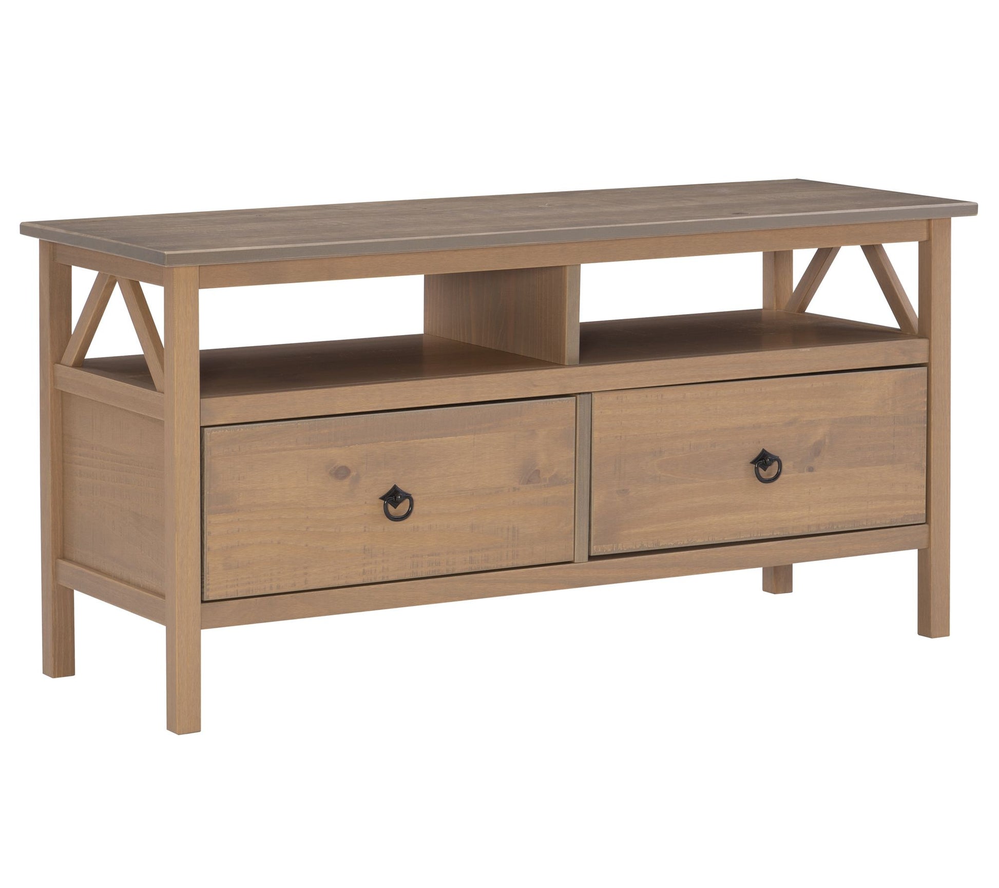 Linon Home Hollis Driftwood TV Stand W/ Open Shelf & 2 Drawers
