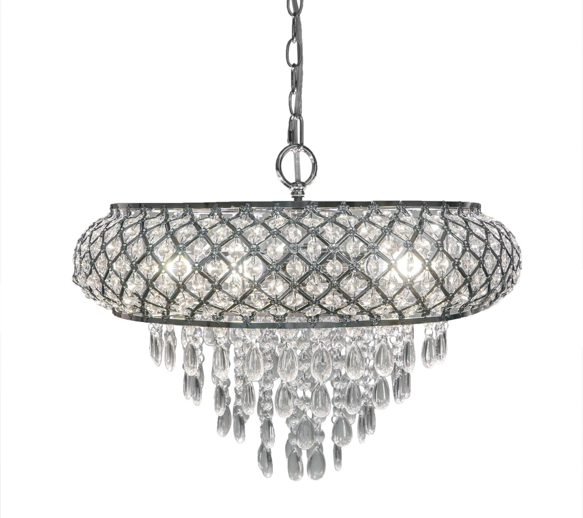 River of Goods 14.25"H Crystal Glass + Chrome Candelier