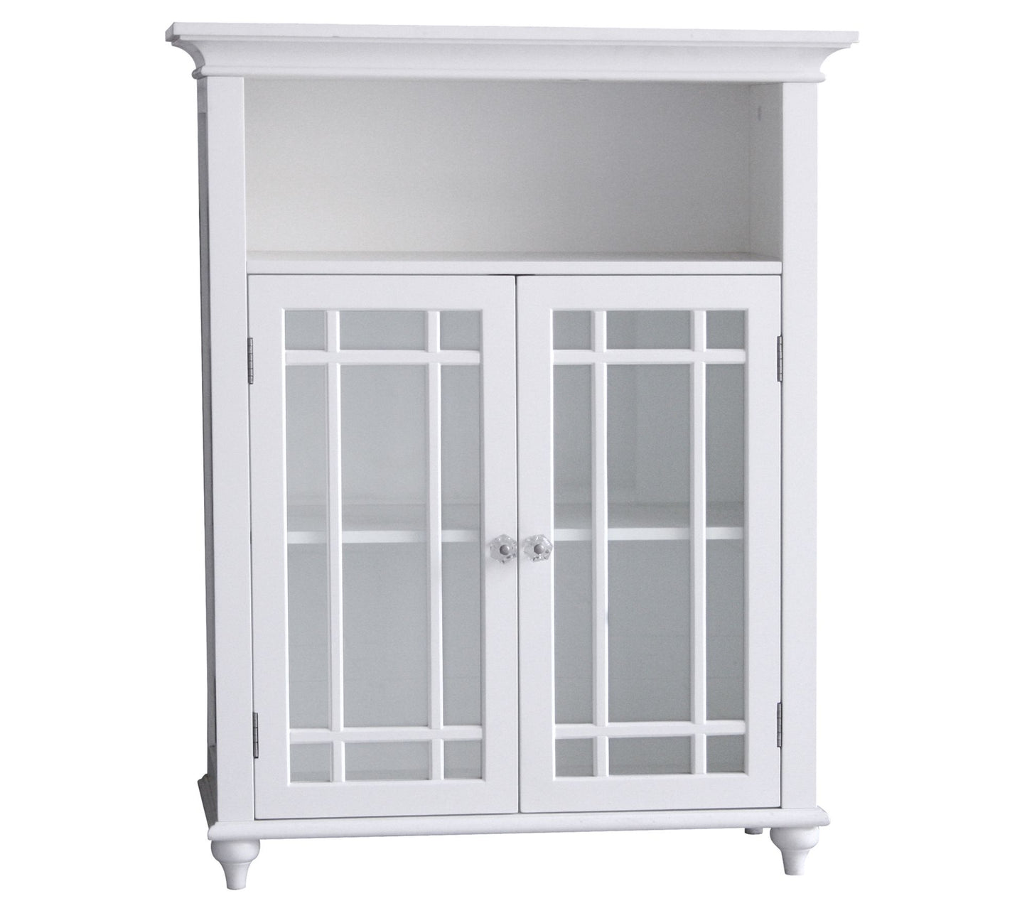 Teamson Home Wooden Floor Cabinet 2 Glass Doors Whit