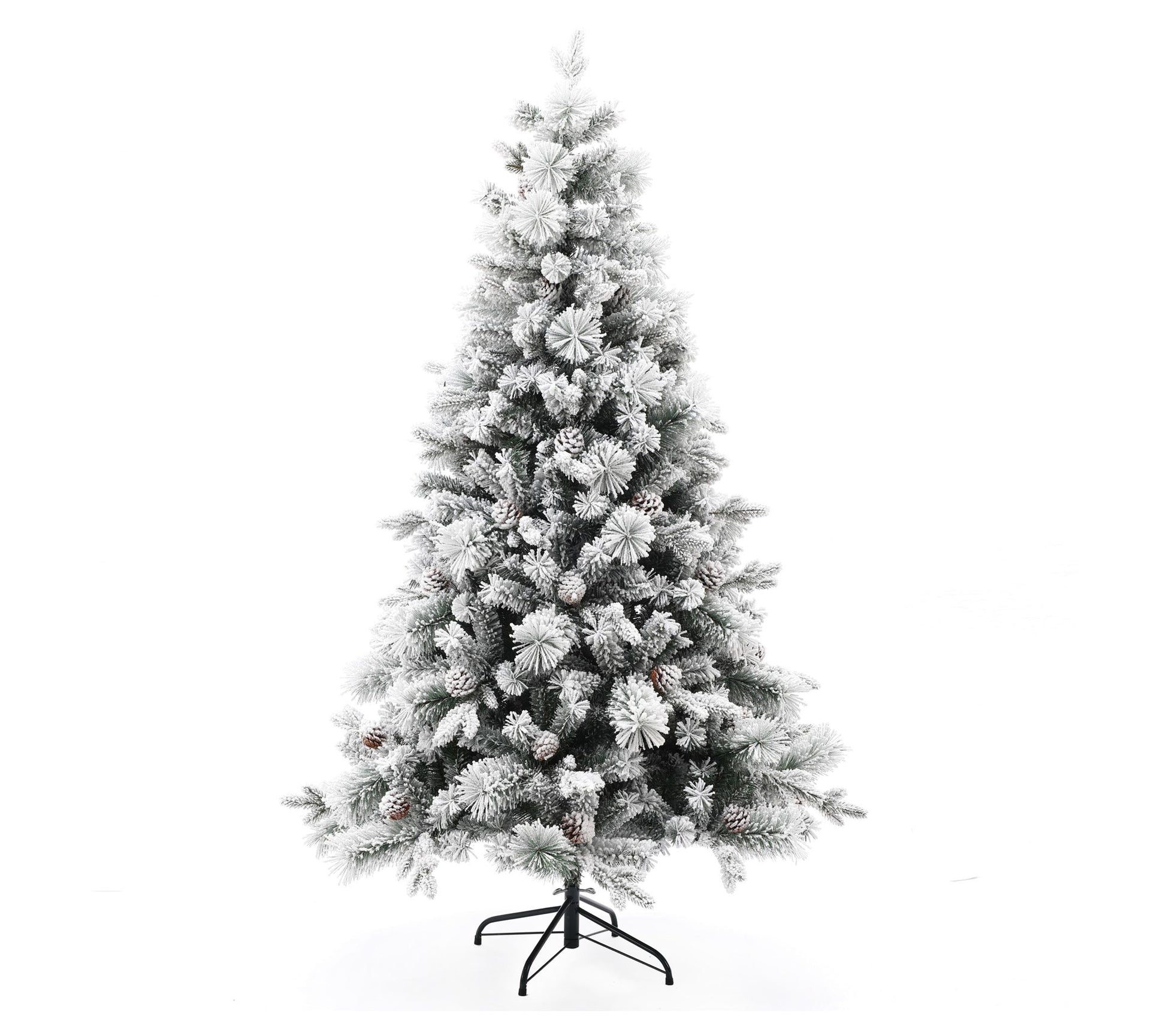 LuxenHome 6' Artificial Flocked Full Pine Chris tmas Tree