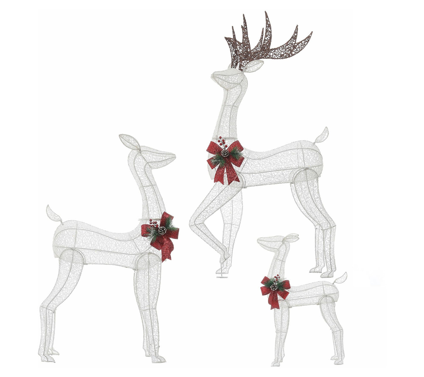 LuxenHome Set of 3 Deer Lighted Holiday Yard Decoration