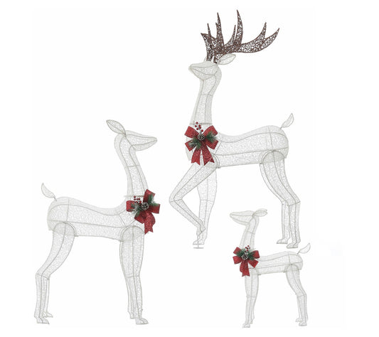 LuxenHome Set of 3 Deer Lighted Holiday Yard Decoration
