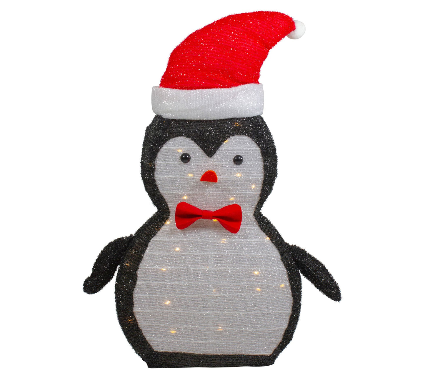 Northlight 28" LED Lit Tinsel Penguin in Santa Hat Outdoor