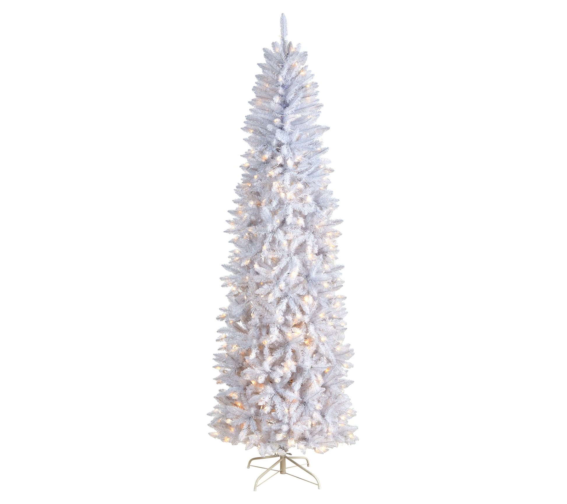 Nearly Natural 8'H Slim White Christmas Tree with 400 Lights
