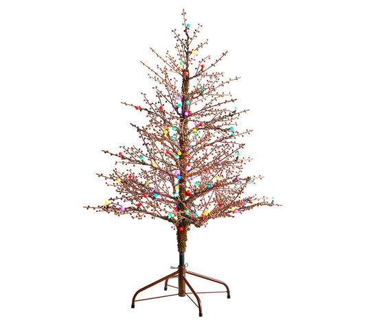 Nearly Natural 4' Frosted Berry Twig Tree w/100 Lights