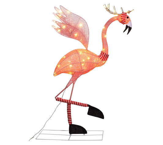 Haute Decor 42" Pre-Lit Reindeer Flamingo