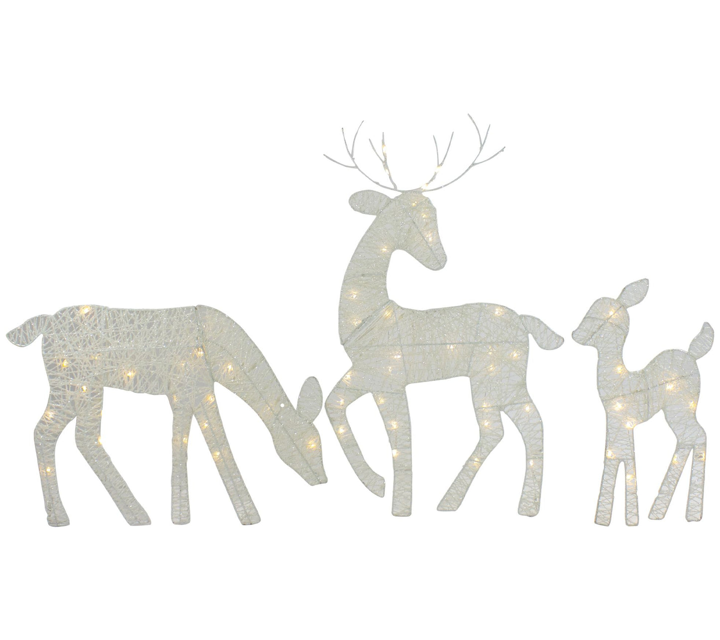 Northlight S/3 LED Lighted White Reindeer Family Decorations