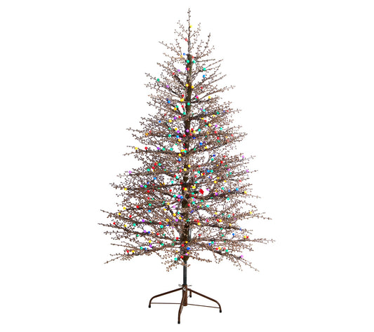 Nearly Natural 6' Frosted Berry Twig Tree with 350 Lights