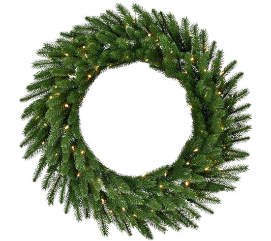 Fraser Hill Farm 36" Green Fir Wreath with Warm White LED
