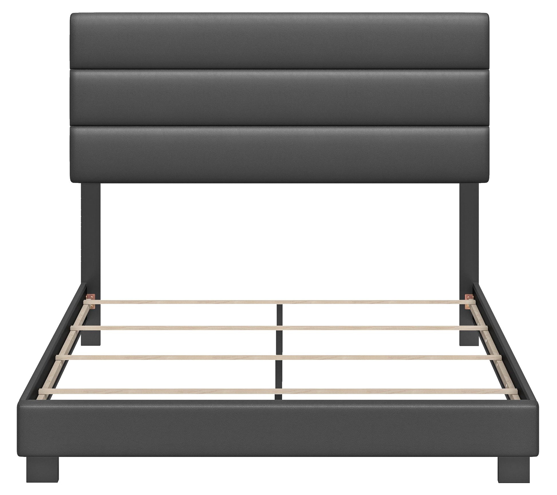 Napoli Faux-Leather 4-Slat Bed Frame with Headboard - Twin