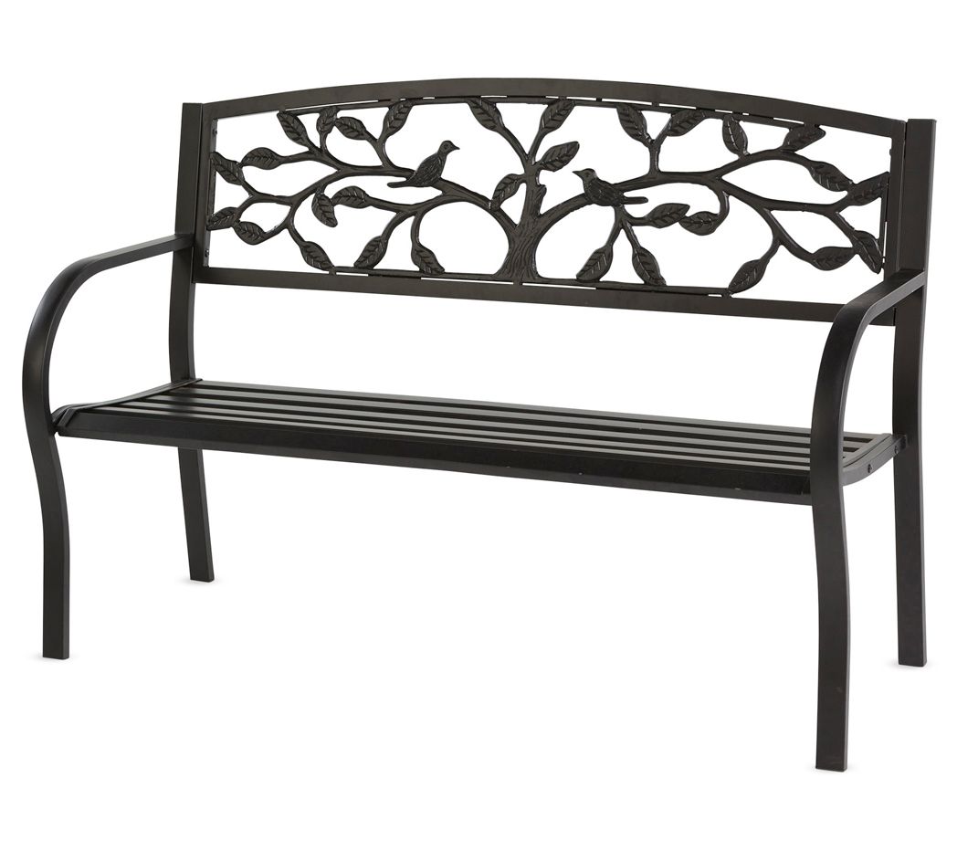 Evergreen Tree of Life Metal Garden Bench