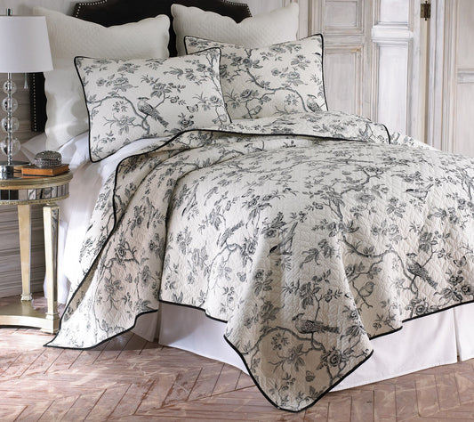 Levtex Home Toile Floral 3-Piece Full/Queen Quilt Set