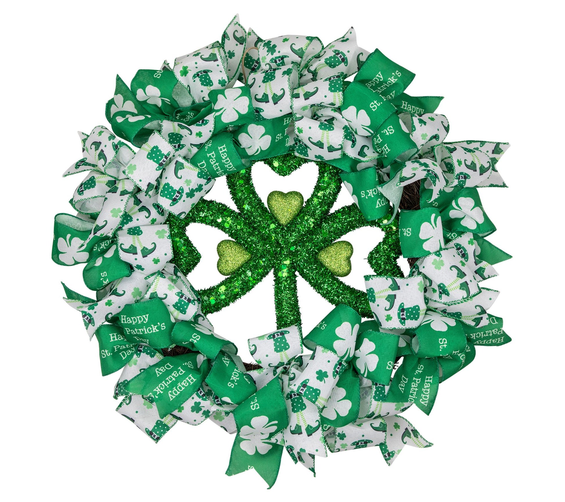 Northlight Shamrocks & Ribbons St. Patrick's Day Wreath 24"