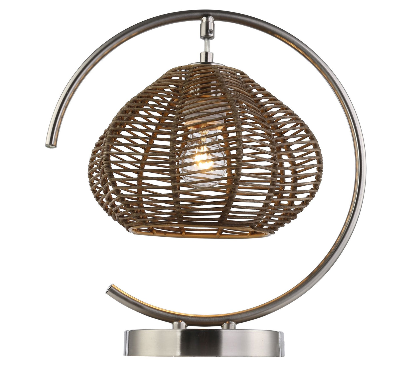 River of Goods 13.75"H Brushed Nickel Iron Rattan Table Lamp