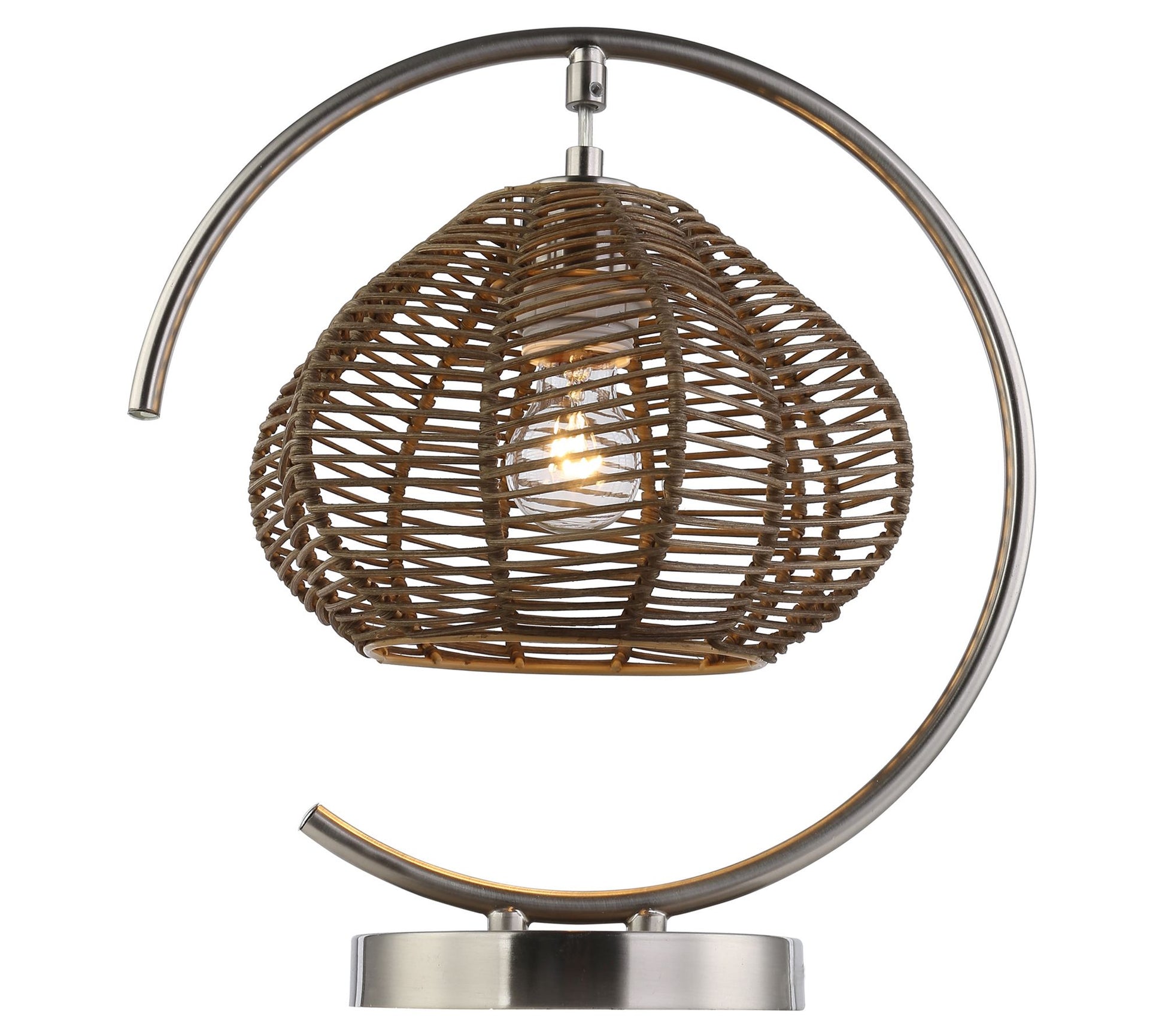 River of Goods 13.75"H Brushed Nickel Iron Rattan Table Lamp