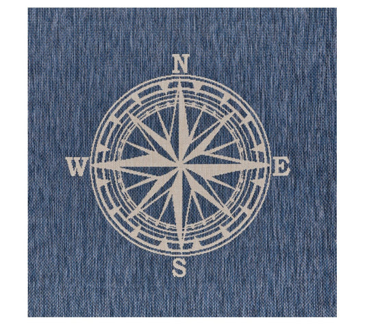 Homeroots 63" x 84" Nautical Indoor Outdoor Area Rug