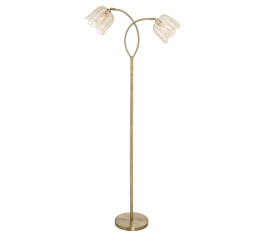 River of Goods 67.5"H Metal Floor Lamp with Rattan Shades