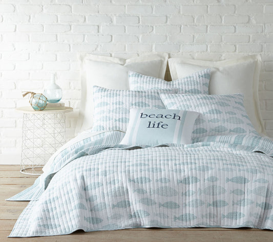 Levtex Home Aqua Breeze 3-Piece Coastal Full/Qu een Quilt Set