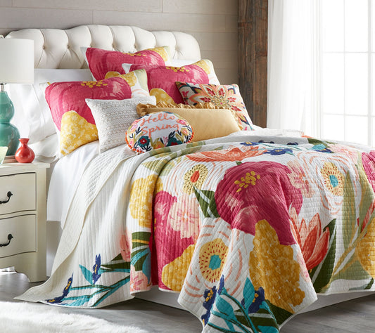 Levtex Home Grandiflora 3-Piece Floral Full/Quen Quilt Set