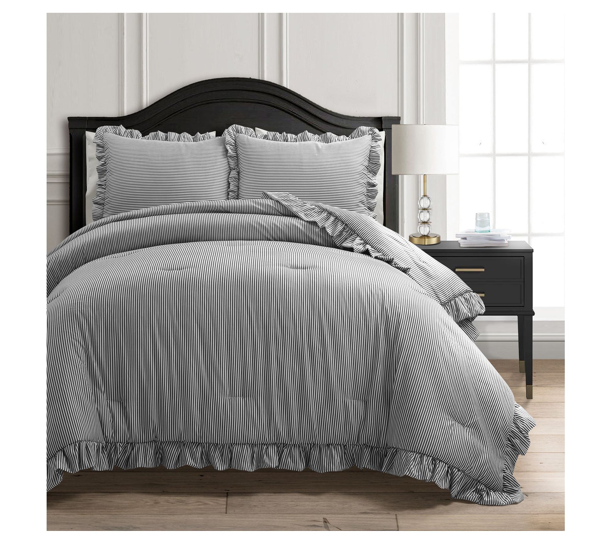 Lush Decor Reyna Stripe Ruffle Soft Comforter 3c King