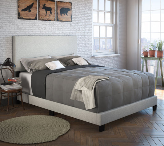 Boyd Sleep Mila n Upholstered L inen Bed Frame w/Headboard, QN