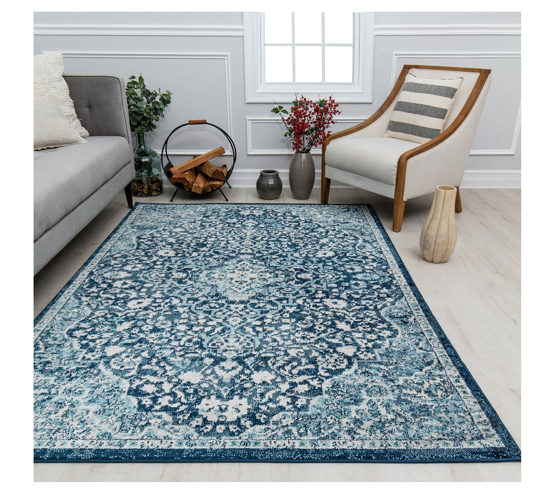 Rugs America Hailey HY50N Mozart Blue Vintage 5'0"x7'0"