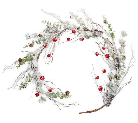 Melrose Snowy Pine Twig Garland w/Bell Accents (Set of 2)