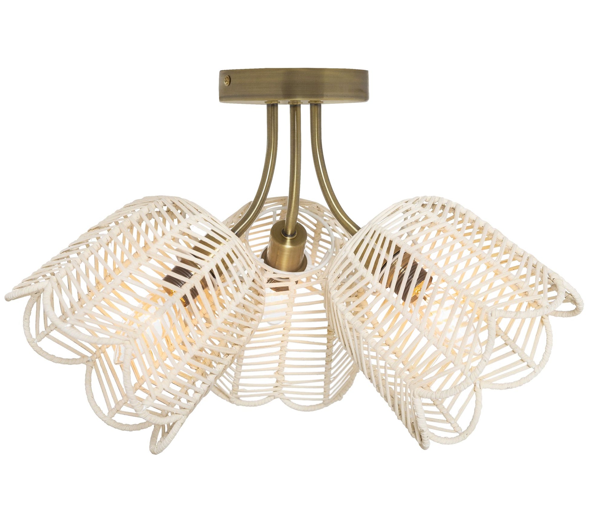 River of Goods 11.5"H Goldtone Metal/Rattan Ceiling Light