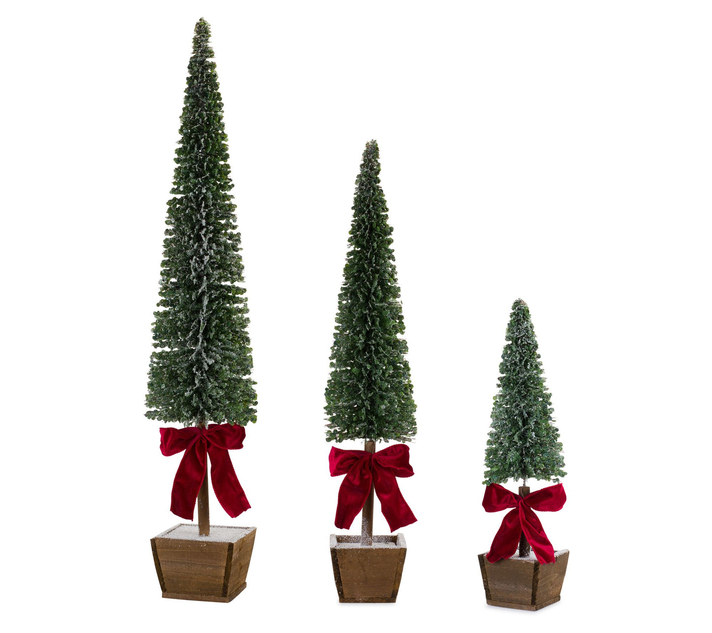 Melrose PVC Bottle Brush Pine Tree Decor w/Bow (S/3)