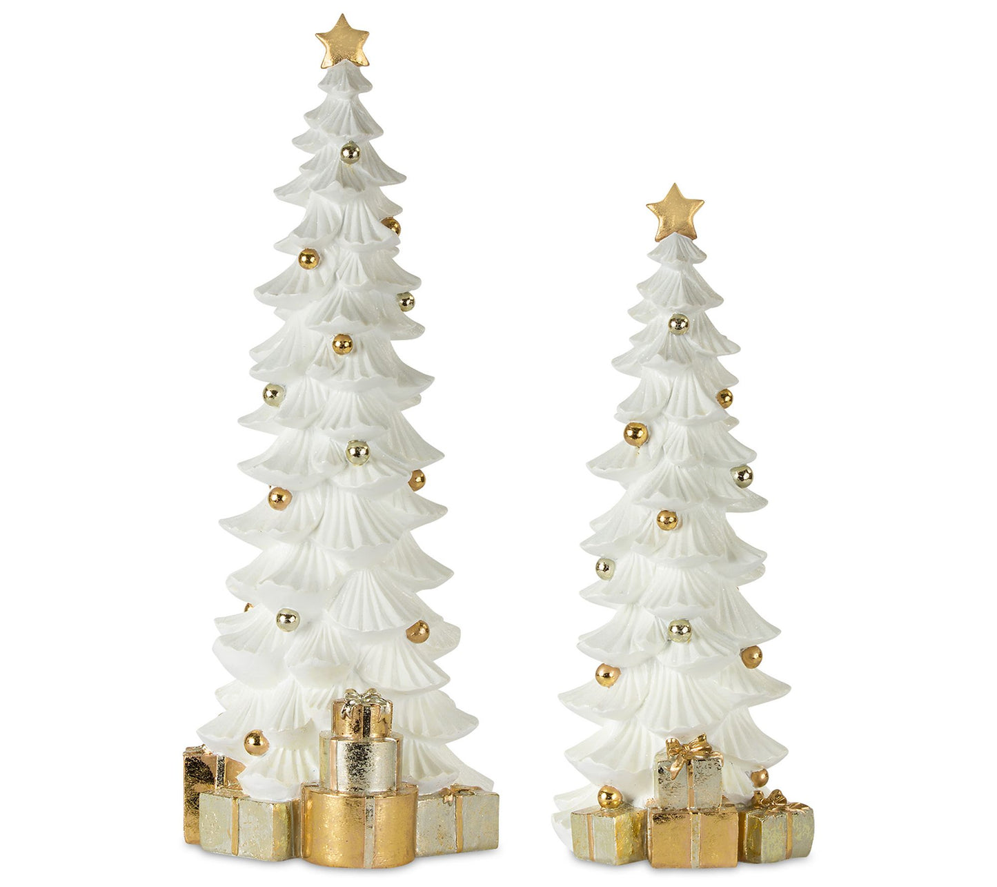 Melrose Gold & White Christmas Tree w/Packages (S/2)