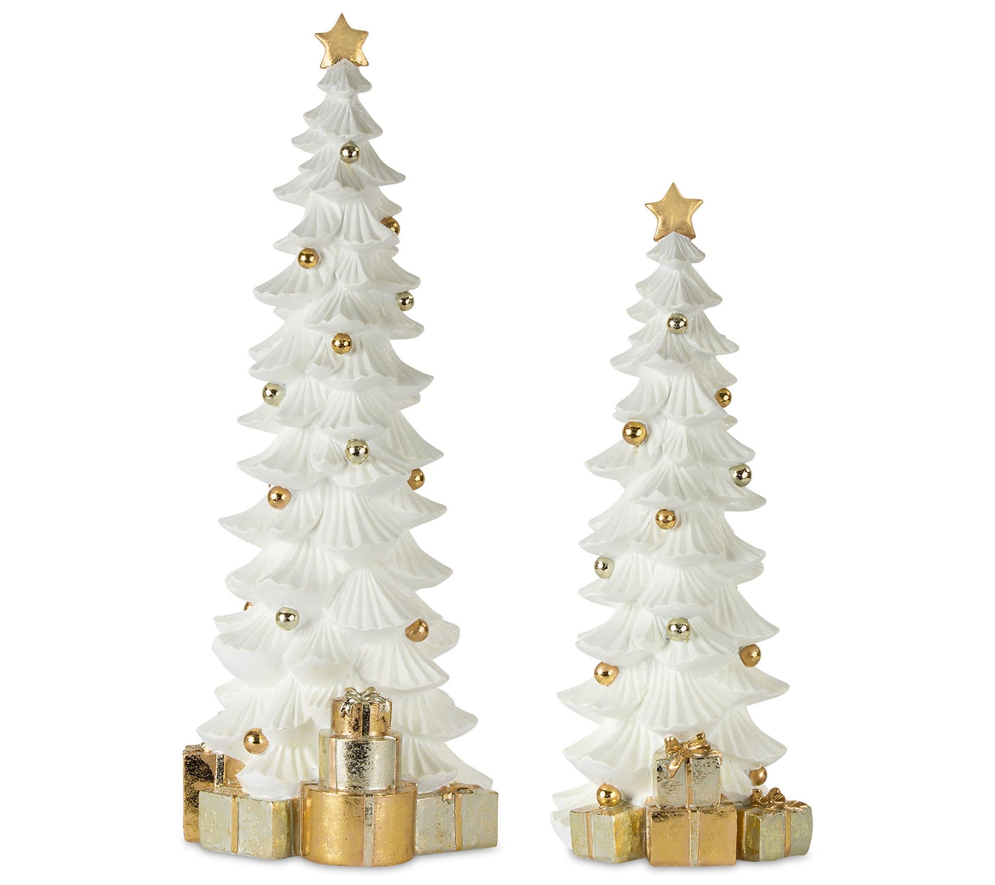 Melrose Gold & White Christmas Tree w/Packages (S/2)