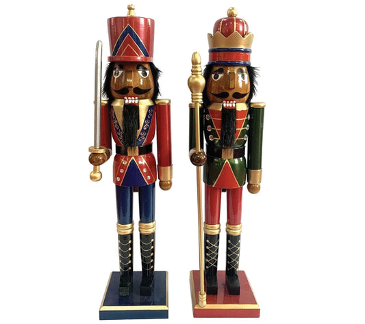 Santa's Workshop 24" Black King & Guard Nutcracker, Set of 2