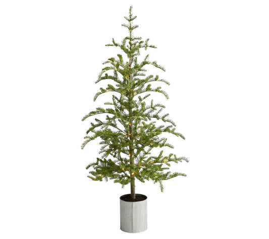 Nearly Natural 5.5-ft Pine Christmas Tree w/Planter w/Lights