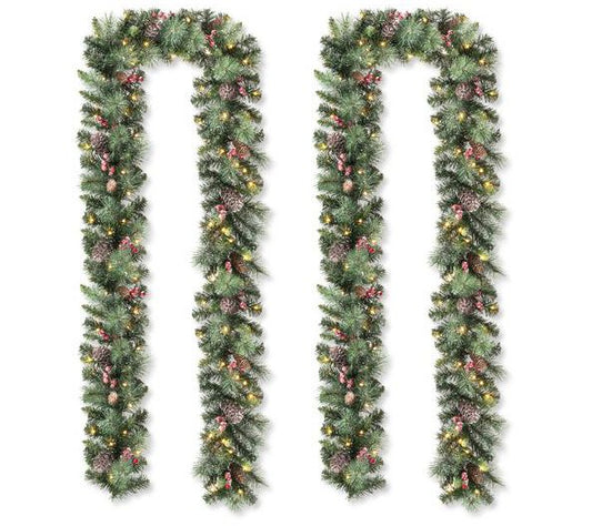 Glitzhome 6' Pinecones and Berries Christmas Garlands S/2
