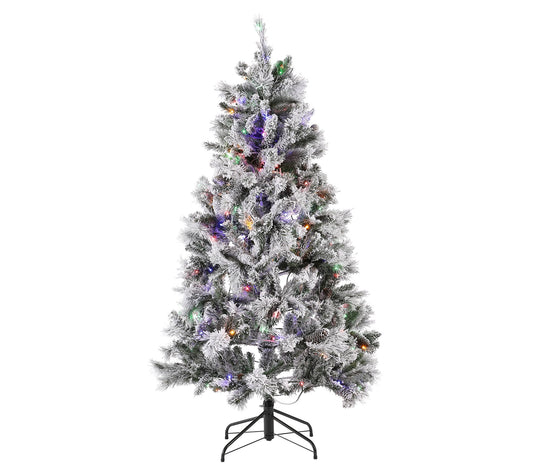Safavieh 5.5 Ft Frosted Pre-Lit Faux Pine Christmas Tree