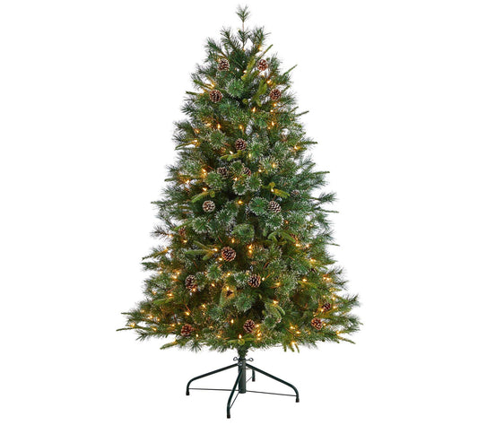 Nearly Natural 4-ft Snowed Tipped Clermont Pine Christmas Tree