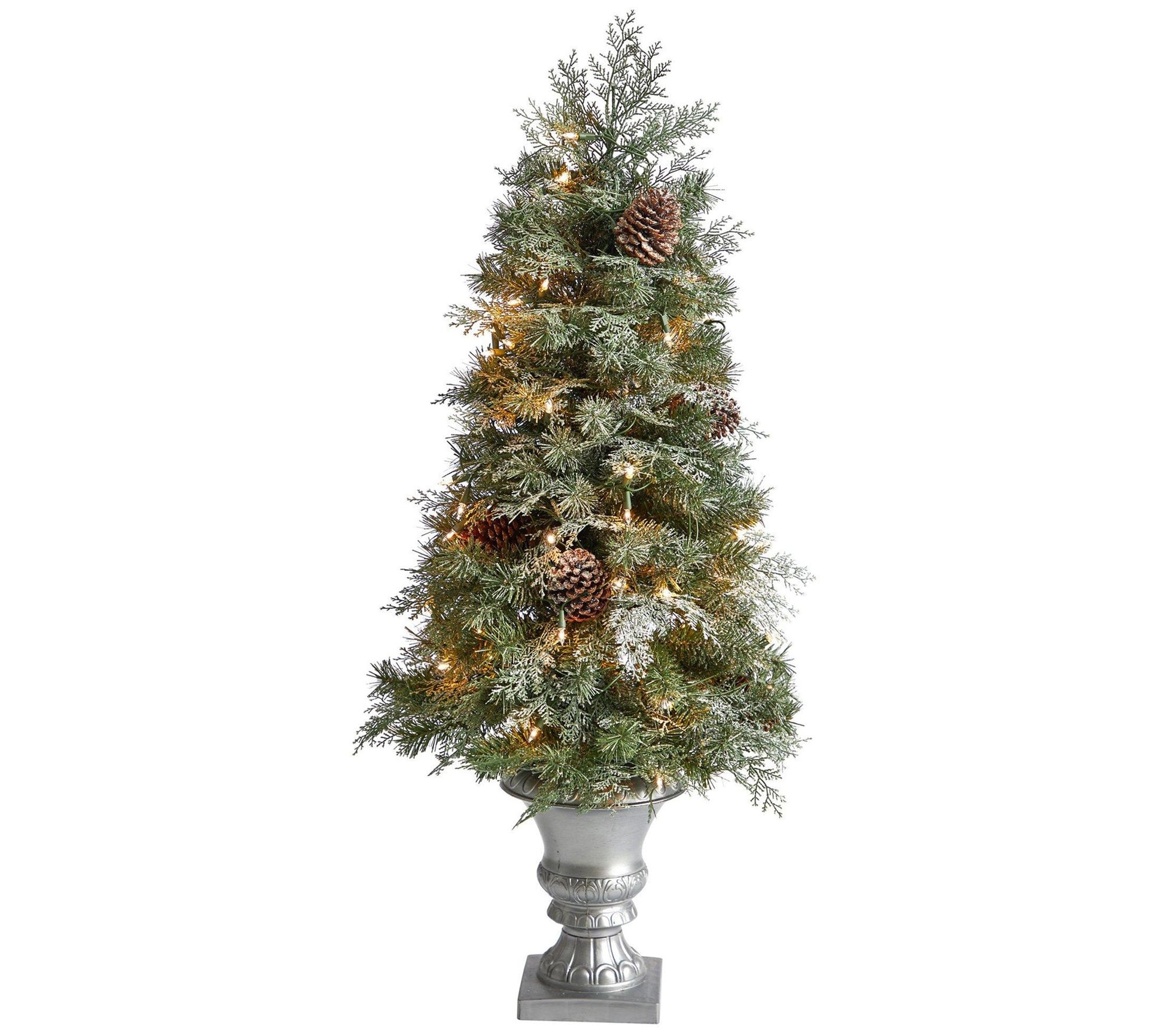 Nearly Natural 4-ft English Pine Christmas Tree in Urn w/ LEDs