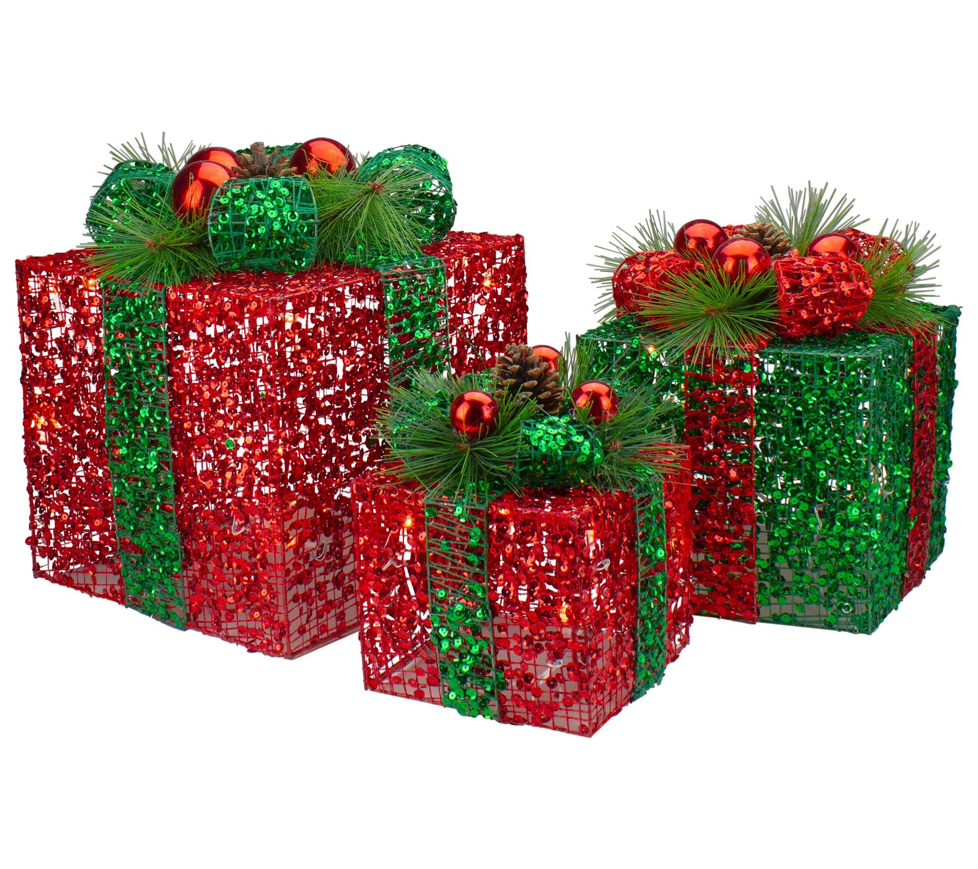 Northlight Set of 3 Red and Green Gift Boxes De coration