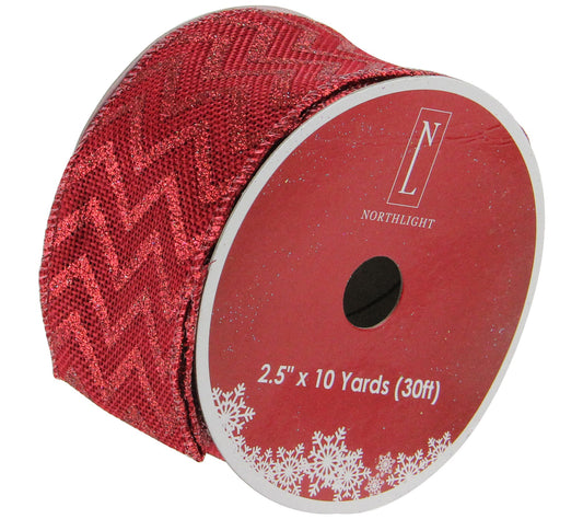 Northlight Pack of 12 Wine Red Chevron Ribbon 2 .5" x 120